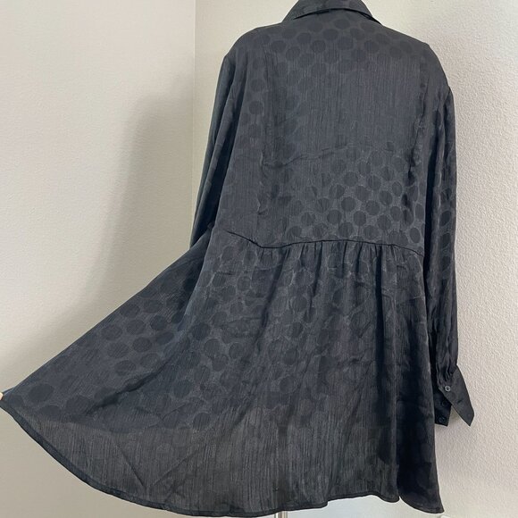 NEW Lane Bryant Womens Plus 22 Black Button Up Blouse Tunic Shirt Long Sleeve - Picture 10 of 14